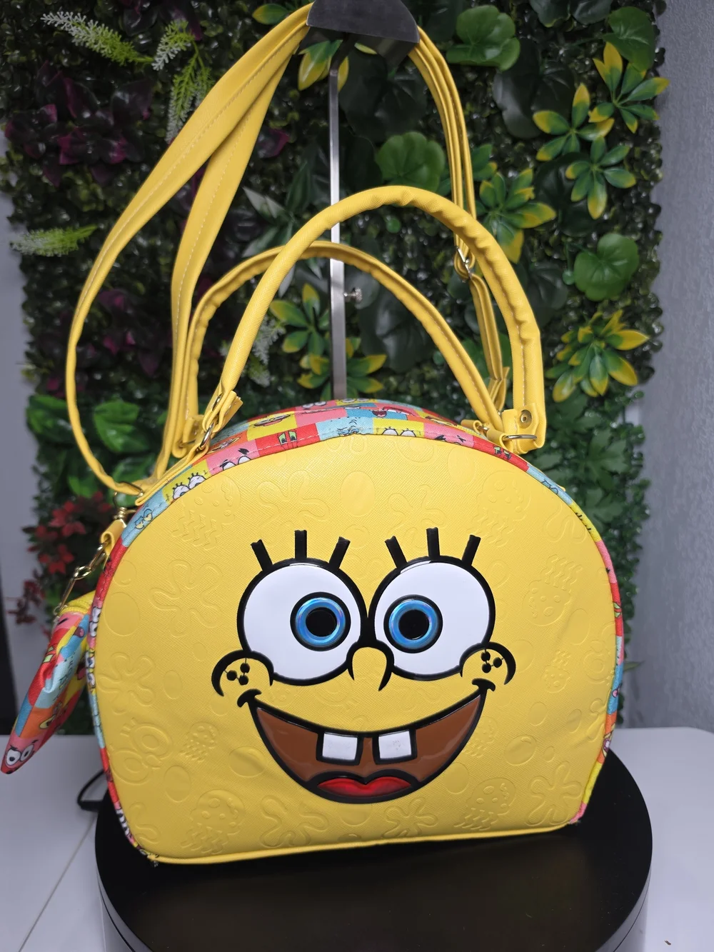 New 30cm Yellow Sponge Character Dome Crossbody Bag with Detachable Strap